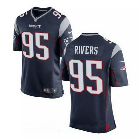Men's Nike New England Patriots #95 Derek Rivers Navy Blue Team Color Stitched NFL Elite Jersey