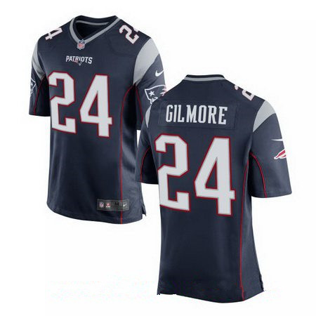 Men's Nike New England Patriots #24 Stephon Gilmore Navy Blue Team Color Stitched NFL Elite Jersey