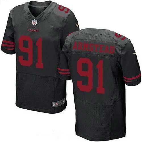 Men's Nike San Francisco 49ers #91 Arik Armstead Black Alternate NFL Elite Jersey