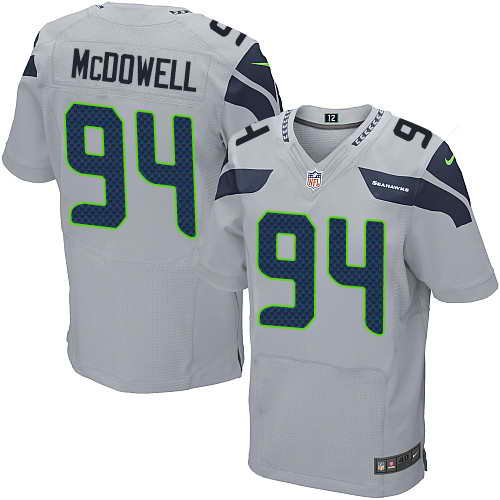 Men's Nike Seattle Seahawks #94 Malik McDowell Grey Stitched NFL Elite Jersey