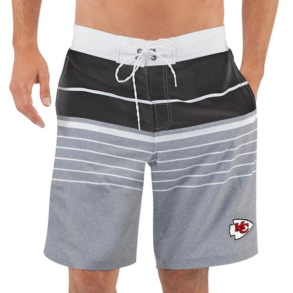 Men's Kansas City Chiefs G-III Sports by Carl Banks Heathered GrayBlack Balance Quick Dry Swim Trunks