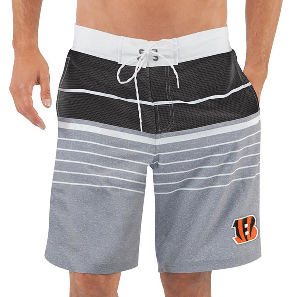 Men's Cincinnati Bengals G-III Sports by Carl Banks Heathered GrayBlack Balance Quick Dry Swim Trunks