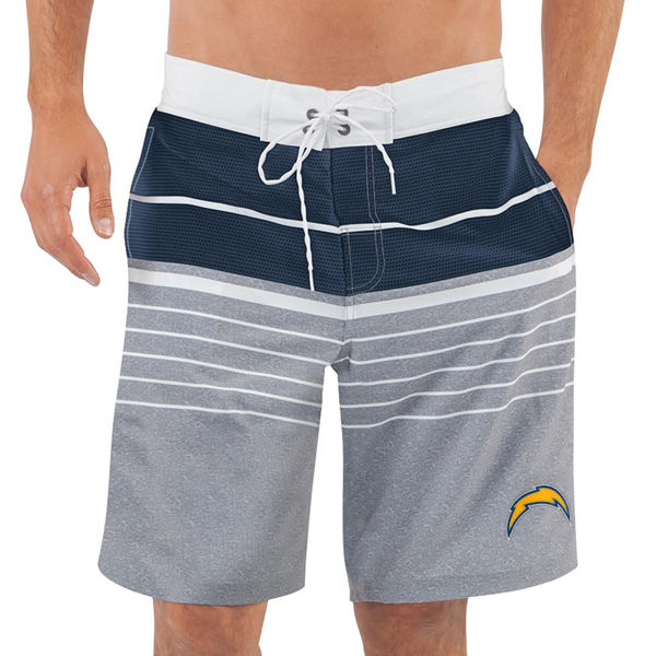 Men's Los Angeles Chargers G-III Sports by Carl Banks Heathered GrayNavy Balance Quick Dry Swim Trunks