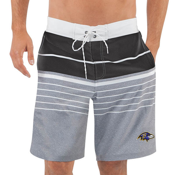 Men's Baltimore Ravens G-III Sports by Carl Banks Heathered GrayBlack Balance Quick Dry Swim Trunks