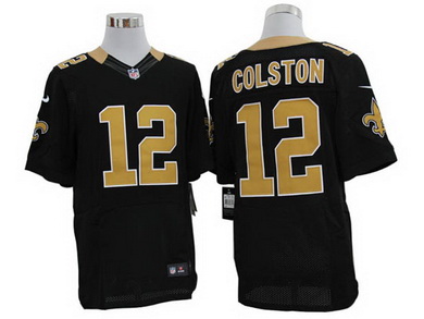 Size 60 4XL New Orleans Saints #12 Marques Colston Black Stitched Nike Elite Stitched Jersey