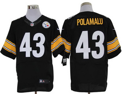 Size 60 4XL Pittsburgh Steelers Troy Polamalu #43 Black Stitched Nike Elite NFL Jersey
