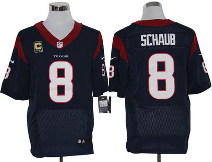 Size 60 4XL Houston Texans #8 Matt Schaub Patch C Navy Blue Stitched Nike Elite Jersey