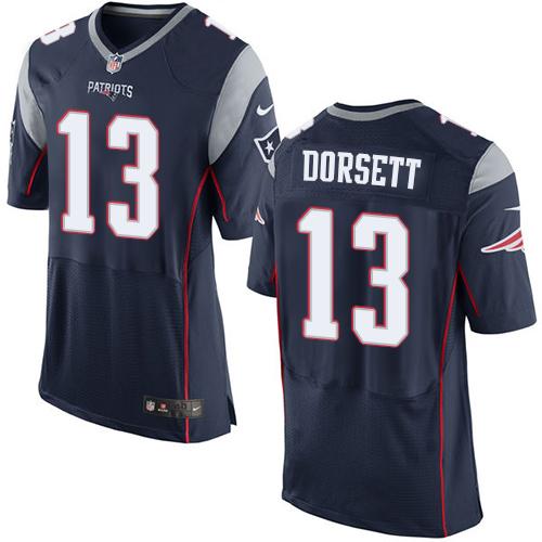 Nike Men's New England Patriots #13 Phillip Dorsett Navy Blue Team Color Stitched NFL Elite Jersey