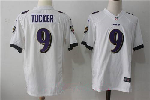 Nike Baltimore Ravens #9 Justin Tucker White Stitched NFL Men's Game Jersey