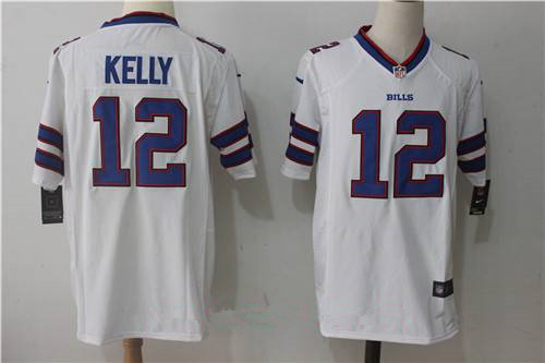 Nike Buffalo Bills #12 Jim Kelly Retired White Road Stitched NFL Men's Game Jersey