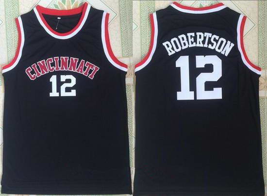 Men's Cincinnati Bearcats  Oscar Robertson #12 Black College Basketball Retro Swingman Stitched NCAA Jersey