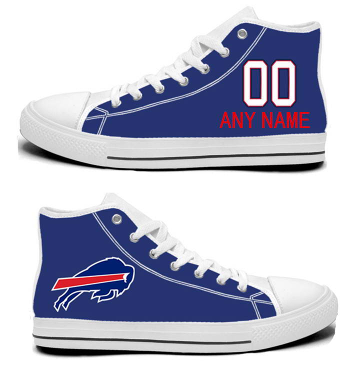 NFL Buffalo Bills Royal Blue Hand Painted Unisex Custom Centre-TOP Canvas Shoes