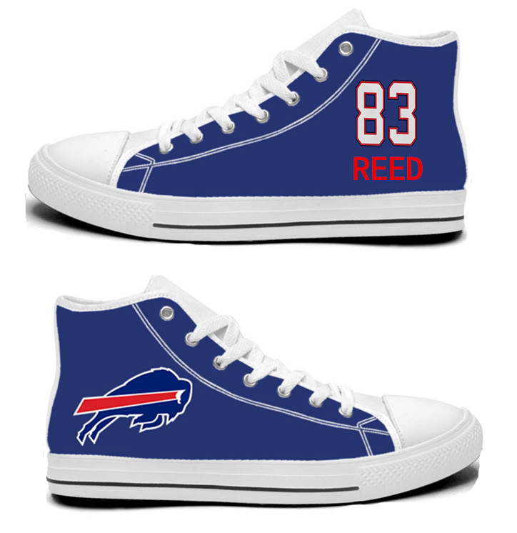 NFL Buffalo Bills 83#  Andre Reed  Royal Blue Hand Painted Unisex Custom Centre-TOP Canvas Shoes