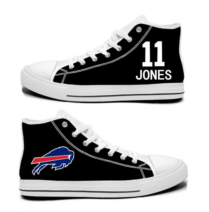NFL Buffalo Bills 11#  Zay Jones black Hand Painted Unisex Custom Centre-TOP Canvas Shoes