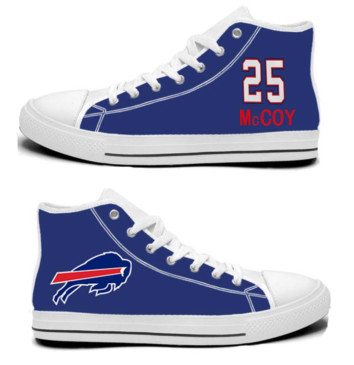 NFL Buffalo Bills 25# LeSean McCoy Royal Blue Hand Painted Unisex Custom Centre-TOP Canvas Shoes