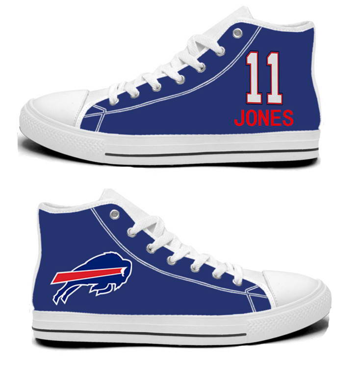 NFL Buffalo Bills 11#  Zay Jones Royal Blue Hand Painted Unisex Custom Centre-TOP Canvas Shoes