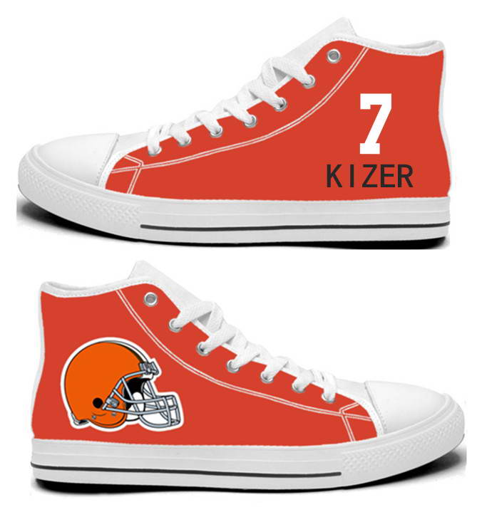 NFL Cleveland Browns 7#   DeShone Kizer  orange Hand Painted Unisex Custom Centre-TOP Canvas Shoes