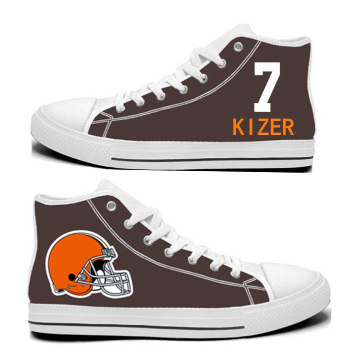 NFL Cleveland Browns 7#   DeShone Kizer  Brown Hand Painted Unisex Custom Centre-TOP Canvas Shoes