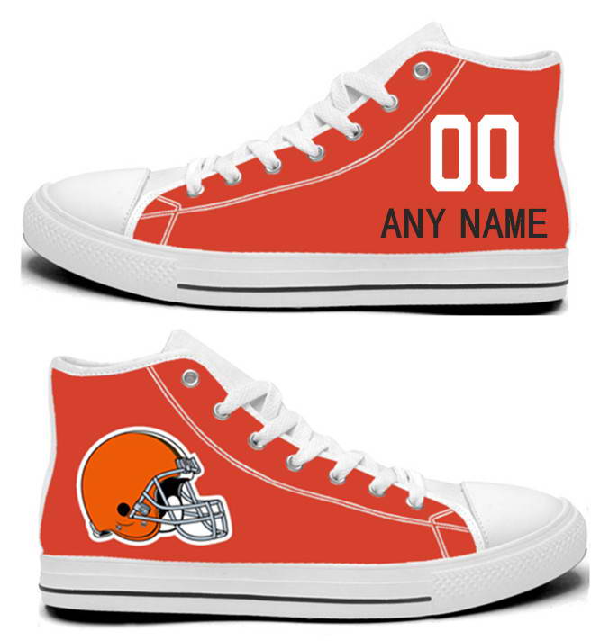 NFL Cleveland Browns orange Hand Painted Unisex Custom Centre-TOP Canvas Shoes