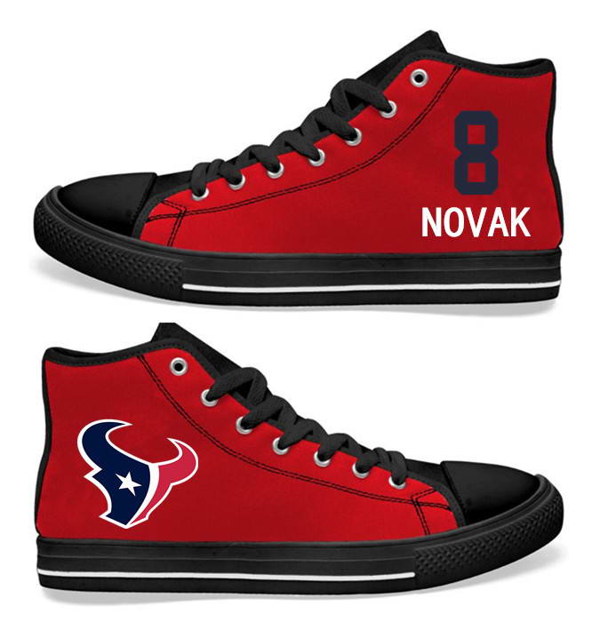 NFL Houston Texans 8#  Matt Schaub  red Hand Painted Unisex Custom Centre-TOP Canvas Shoes
