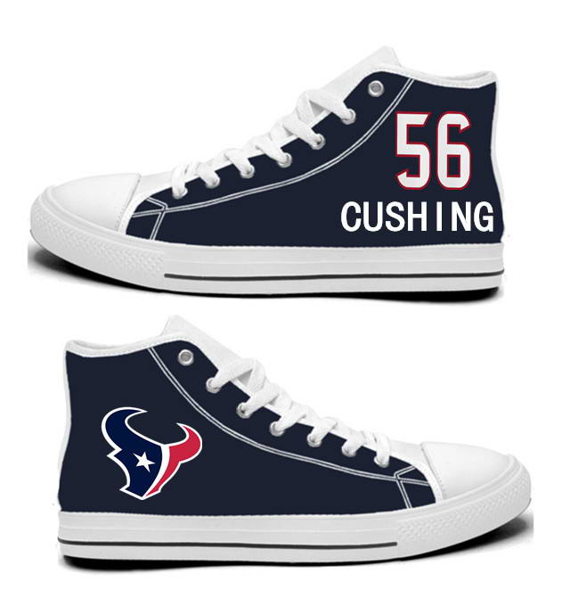 NFL Houston Texans 56#   Brian Cushing  Navy Hand Painted Unisex Custom Centre-TOP Canvas Shoes