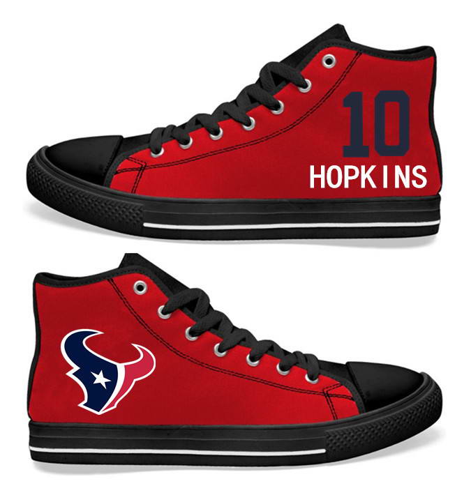 NFL Houston Texans 10#  DeAndre Hopkins  red Hand Painted Unisex Custom Centre-TOP Canvas Shoes