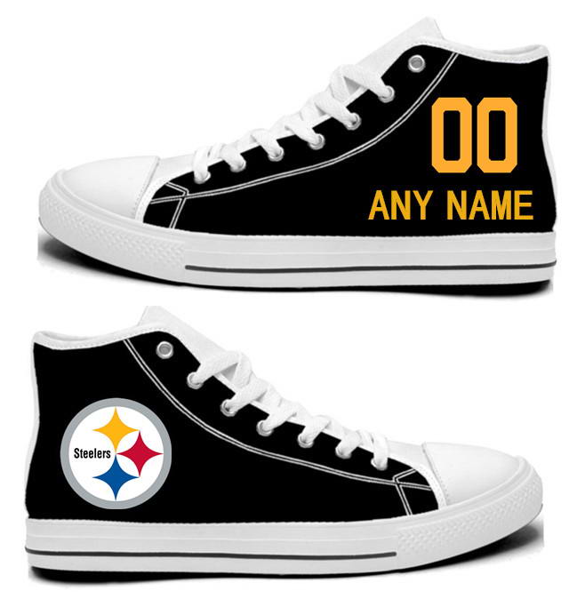 NFL Pittsburgh Steelers Black Custom Hand Painted Unisex Custom Centre-TOP Canvas Shoes