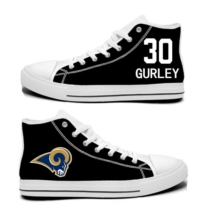 NFL Los Angeles Rams 30# Todd Gurley black Hand Painted Unisex Custom Centre-TOP Canvas Shoes