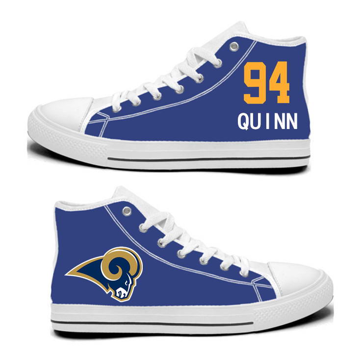 NFL Los Angeles Rams 94#  Robert Quinn   blue Hand Painted Unisex Custom Centre-TOP Canvas Shoes