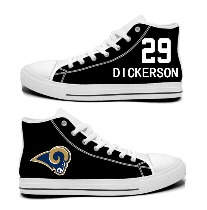 NFL Los Angeles Rams 29# Eric Dickerson black Hand Painted Unisex Custom Centre-TOP Canvas Shoes