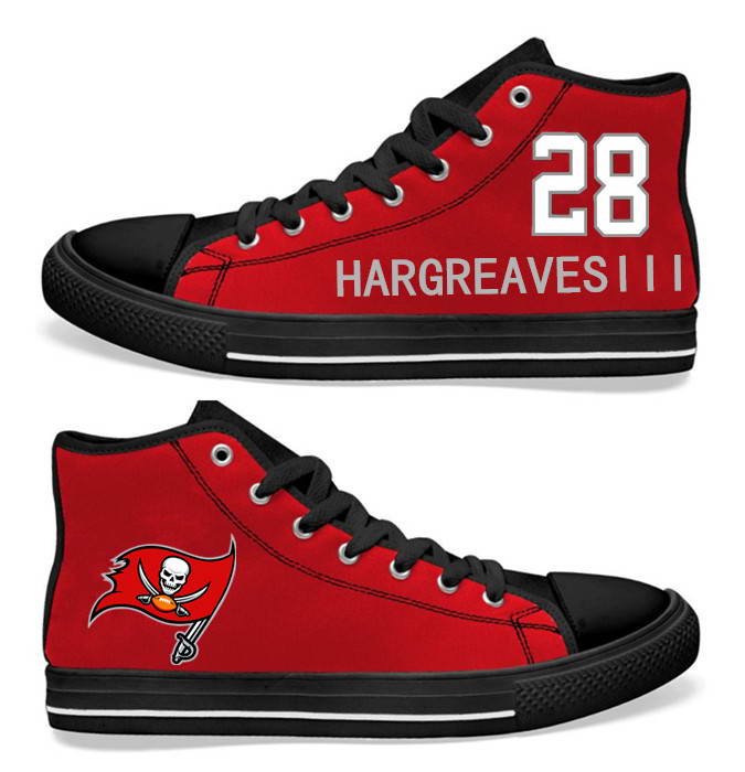 NFL Tampa Bay Buccaneers 28#  Vernon Hargreaves III  Red  Hand Painted Unisex Custom Centre-TOP Canvas Shoes