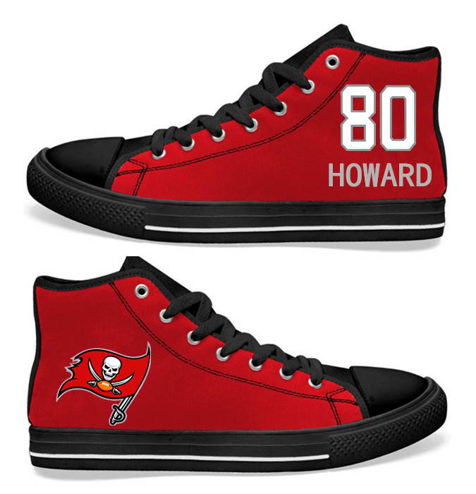 NFL Tampa Bay Buccaneers 80# O.J. Howard Red  Hand Painted Unisex Custom Centre-TOP Canvas Shoes