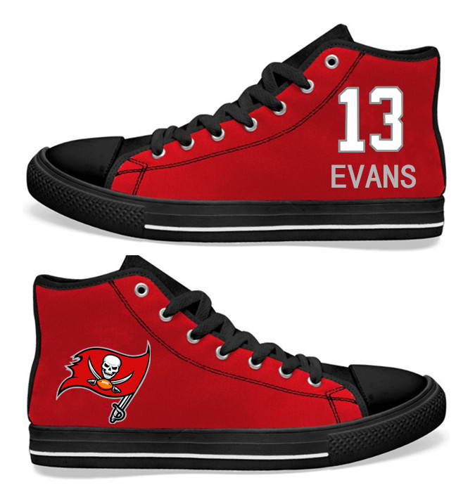 NFL Tampa Bay Buccaneers 13# Mike Evans  Red  Hand Painted Unisex Custom Centre-TOP Canvas Shoes