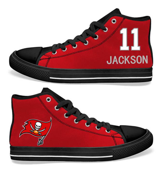 NFL Tampa Bay Buccaneers 11# DeSean Jackson Red  Hand Painted Unisex Custom Centre-TOP Canvas Shoes
