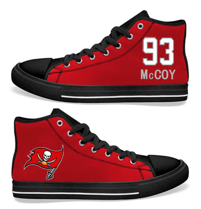 NFL Tampa Bay Buccaneers 93# Gerald McCoy Red  Hand Painted Unisex Custom Centre-TOP Canvas Shoes