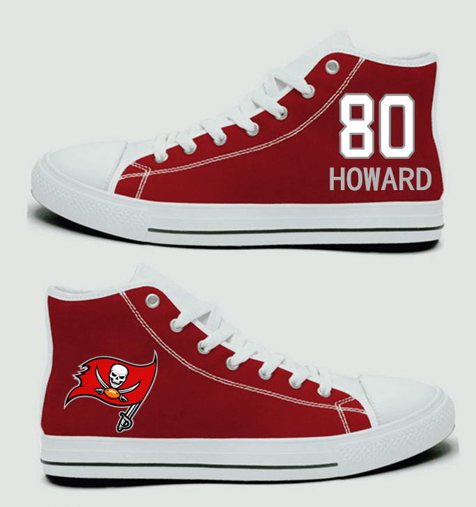 NFL Tampa Bay Buccaneers 80# O.J. Howard Red white Hand Painted Unisex Custom Centre-TOP Canvas Shoes