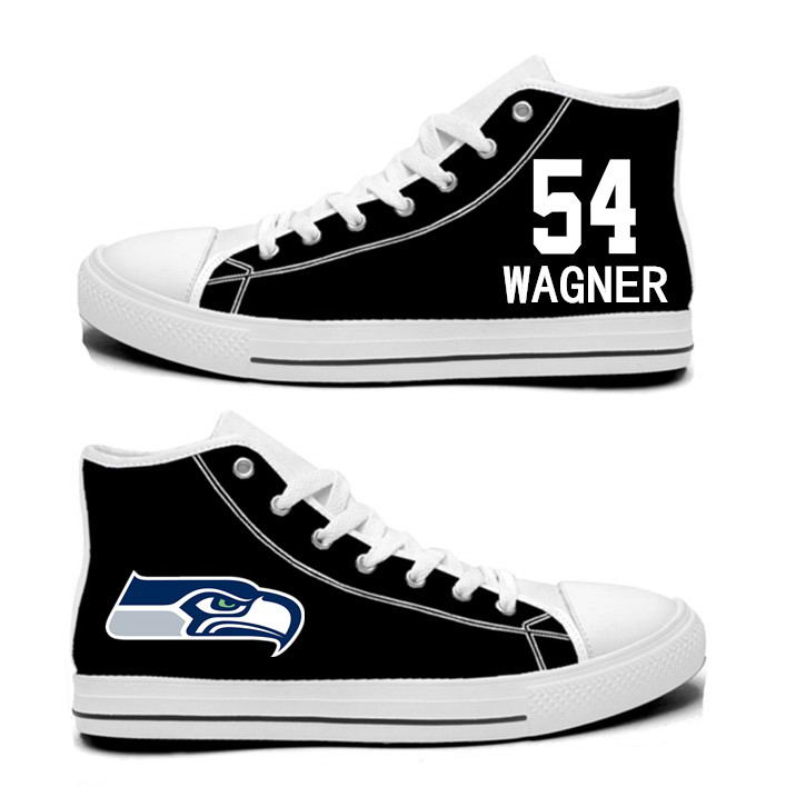 NFL Seattle Seahawks 54# Bobby Wagner  black Hand Painted Unisex Custom Centre-TOP Canvas Shoes