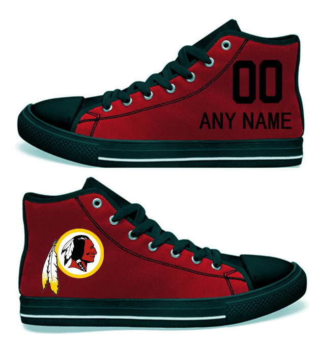 NFL Washington Redskins  black red Hand Painted Unisex Custom Centre-TOP Canvas Shoes