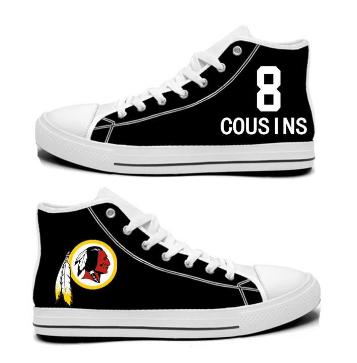 NFL Washington Redskins 8#  Kirk Cousins  black Hand Painted Unisex Custom Centre-TOP Canvas Shoes