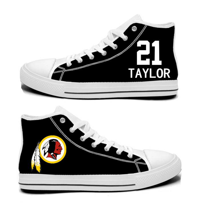 NFL Washington Redskins 21# Sean Taylor black Hand Painted Unisex Custom Centre-TOP Canvas Shoes