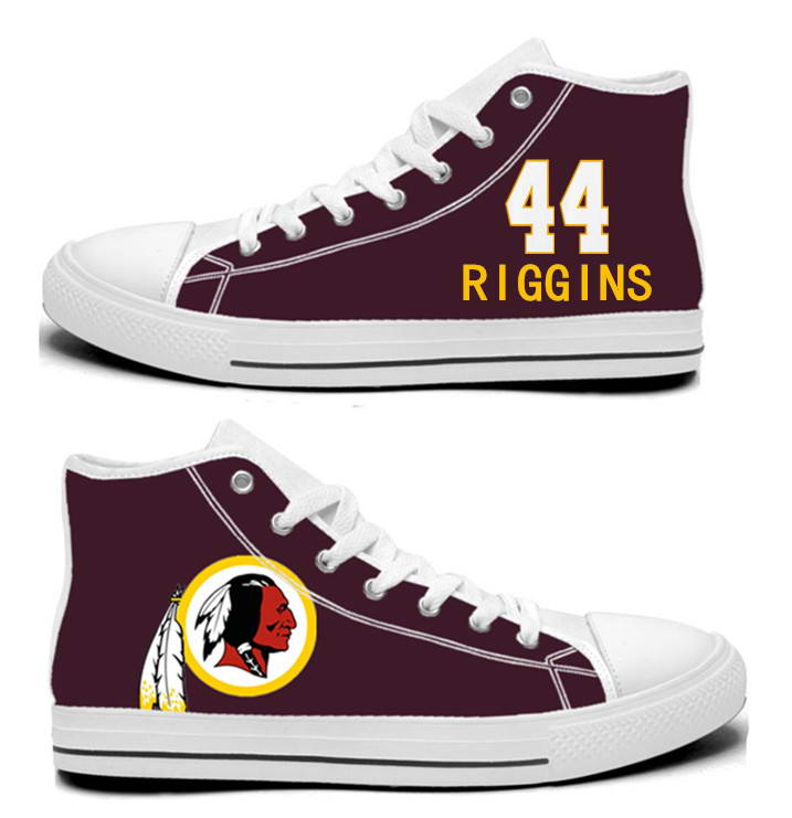 NFL Washington Redskins 44# John Riggins  Burgundy Hand Painted Unisex Custom Centre-TOP Canvas Shoes