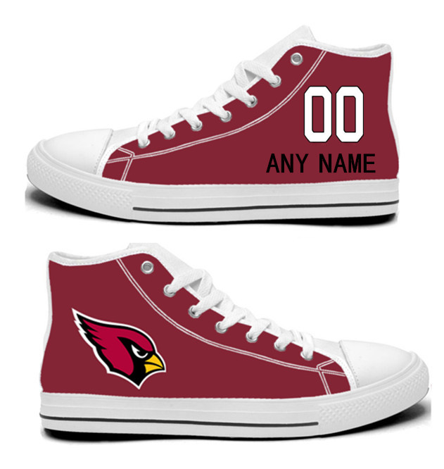 NFL Arizona Cardinals red Hand Painted Unisex Custom Centre-TOP Canvas Shoes