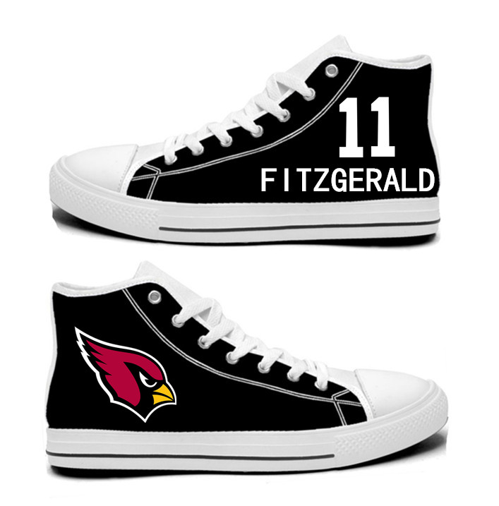 NFL Arizona Cardinals 11#  Larry Fitzgerald  black Hand Painted Unisex Custom Centre-TOP Canvas Shoes