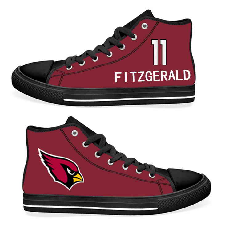 NFL Arizona Cardinals 11#  Larry Fitzgerald  Cardinal Hand Painted Unisex Custom Centre-TOP Canvas Shoes