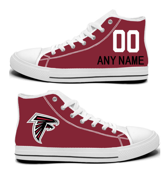 NFL Atlanta Falcons Red Hand Painted Unisex Custom Centre-TOP Canvas Shoes