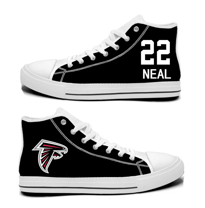 NFL Atlanta Falcons 22# Keanu Neal black Hand Painted Unisex Custom Centre-TOP Canvas Shoes
