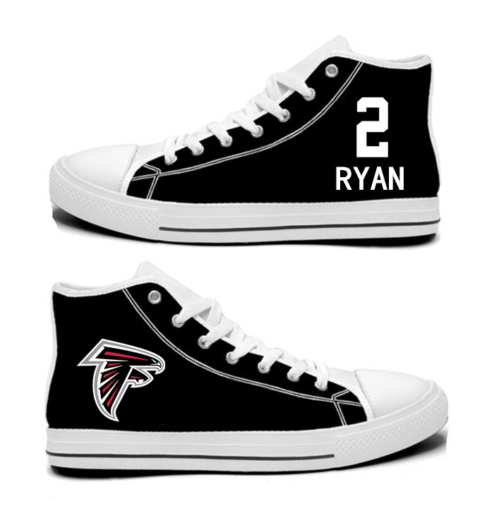 NFL Atlanta Falcons 2#  Matt Ryan  black Hand Painted Unisex Custom Centre-TOP Canvas Shoes