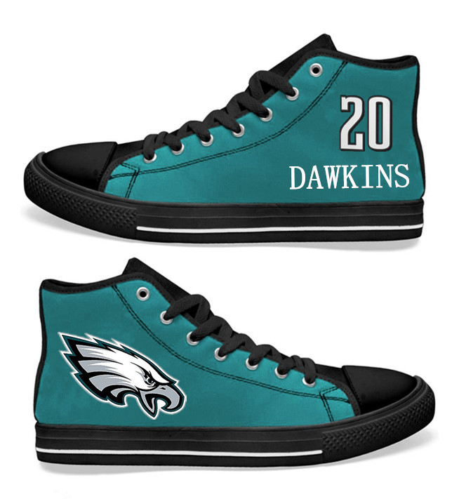 NFL Philadelphia Eagles 20#  Brian Dawkins  Midnight Green Hand Painted Unisex Custom Centre-TOP Canvas Shoes