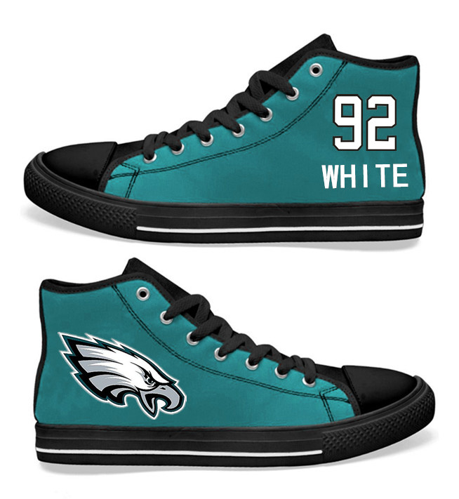 NFL Philadelphia Eagles 92#  Reggie White  Midnight Green Hand Painted Unisex Custom Centre-TOP Canvas Shoes