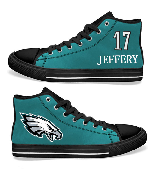 NFL Philadelphia Eagles 17#  Alshon Jeffery  Midnight Green Hand Painted Unisex Custom Centre-TOP Canvas Shoes